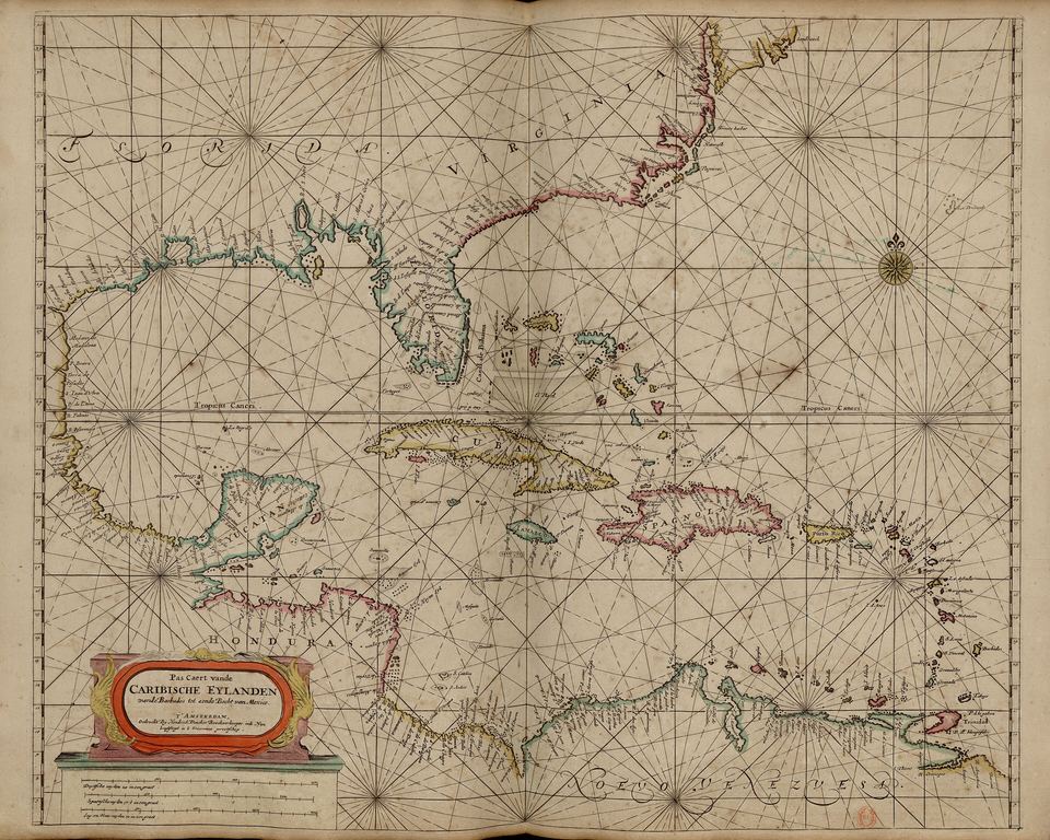 Carta neerlandesa de 1672 de las islas del Caribe, de Hendrick Doncker
