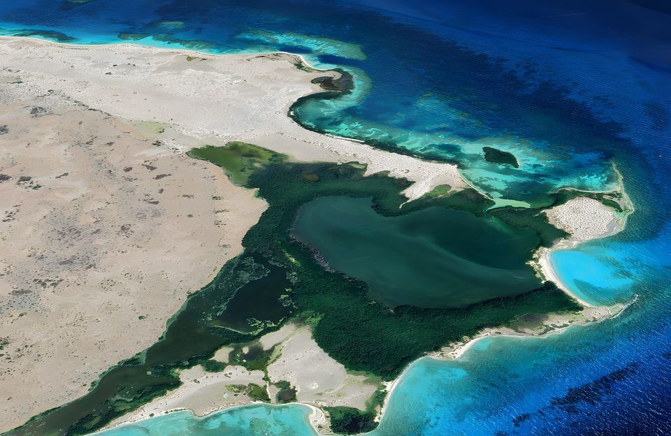 Mangrove-fringed lagoon at the east end of La Tortuga